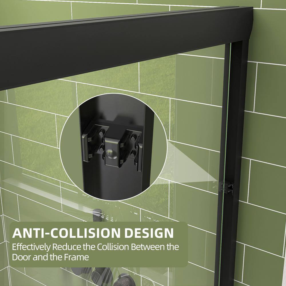Getpro 50 in.-54 in. W x 72 in. H Double Sliding Framed Shower Door in Matte Black with 1/4 in. (6 mm) Clear Glass