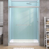 Getpro 56 in.-60 in. W x 72 in. H Double Sliding Framed Alcove Bypass Shower Door in Brushed Nickel with 1/4 in. Clear Glass