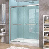 Getpro 56 in.-60 in. W x 72 in. H Double Sliding Framed Alcove Bypass Shower Door in Brushed Nickel with 1/4 in. Clear Glass