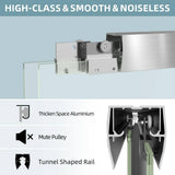 Getpro 56 in.-60 in. W x 72 in. H Double Sliding Framed Alcove Bypass Shower Door in Brushed Nickel with 1/4 in. Clear Glass