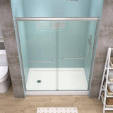 Getpro 56 in.-60 in. W x 72 in. H Double Sliding Framed Alcove Bypass Shower Door in Brushed Nickel with 1/4 in. Clear Glass