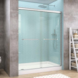 Getpro 56 in.-60 in. W x 72 in. H Double Sliding Framed Alcove Bypass Shower Door in Brushed Nickel with 1/4 in. Clear Glass