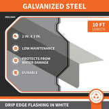 White Galvanized Drip Edge Flashing, 28-Gauge, 2 in. x 3 in. x 10 ft