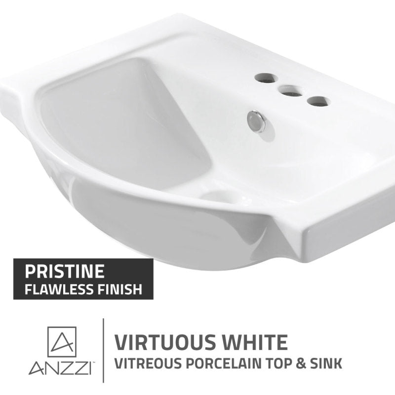 ANZZI Montburn 24-in Rich Black Single Sink Bathroom Vanity with White Ceramic Top, Mirror Included