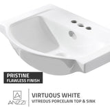 ANZZI Montburn 24-in Rich Black Single Sink Bathroom Vanity with White Ceramic Top, Mirror Included