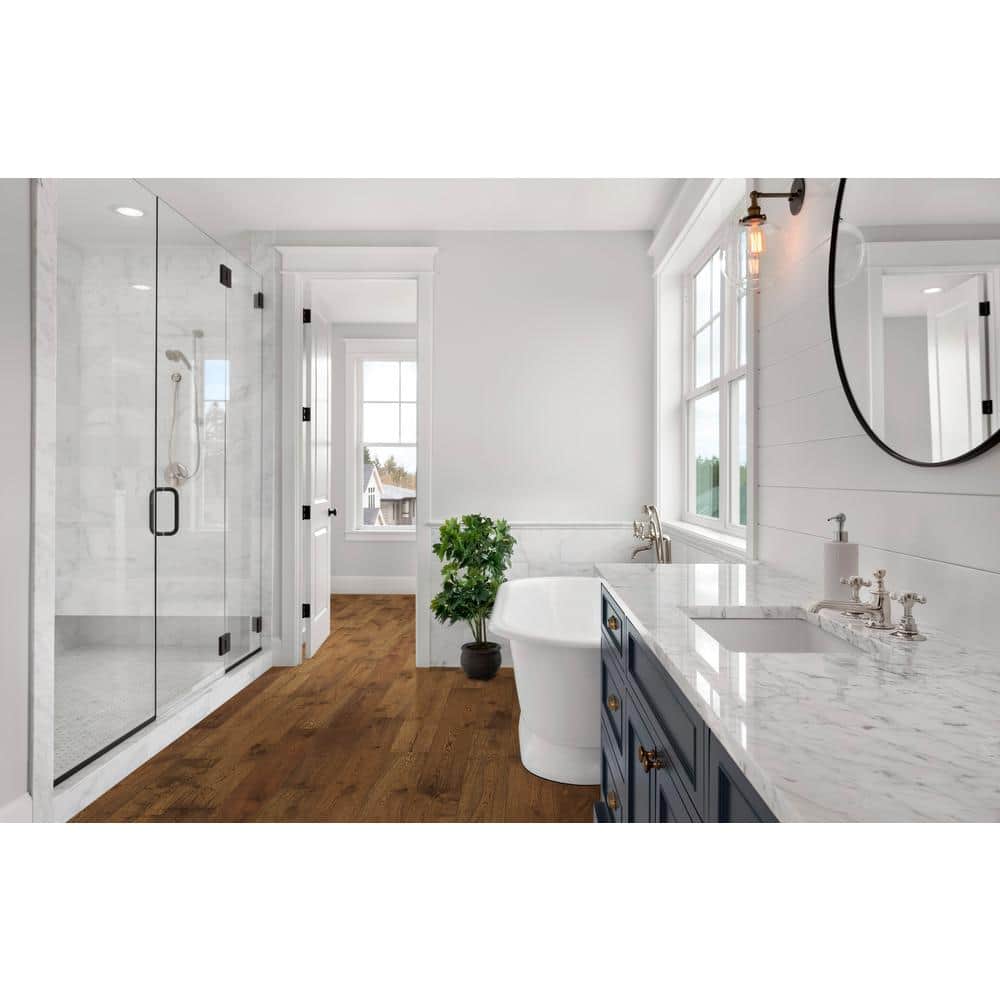 Sure+ Gingerbread Oak White Oak 1/4 in. T x 6.5 in. W Click Lock Wire Brushed Engineered Hardwood Flooring (21.7 sq.ft./case)