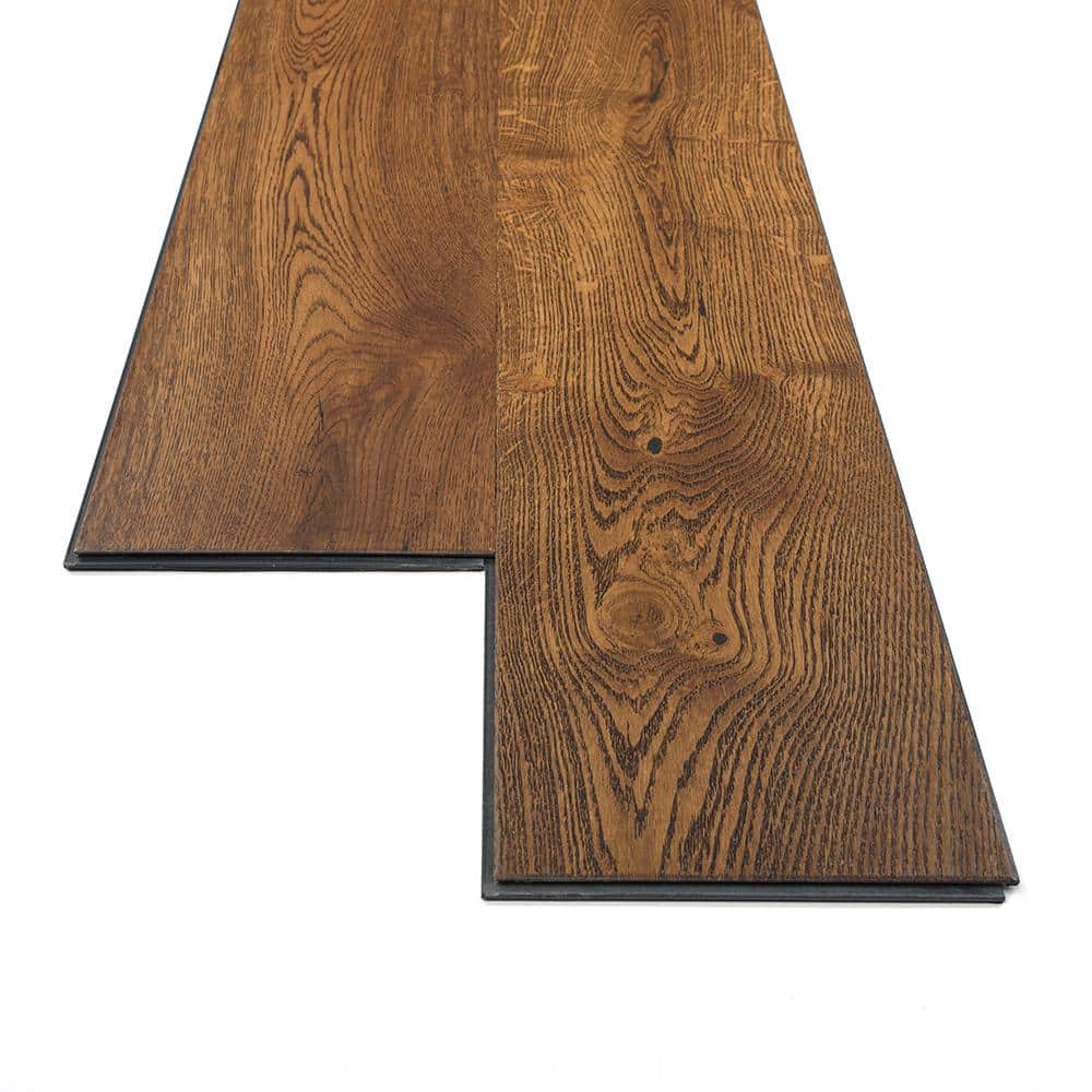 Sure+ Gingerbread Oak White Oak 1/4 in. T x 6.5 in. W Click Lock Wire Brushed Engineered Hardwood Flooring (21.7 sq.ft./case)