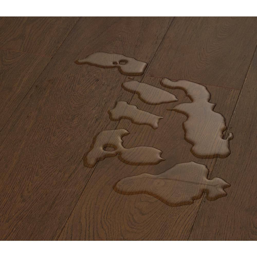 Sure+ Gingerbread Oak White Oak 1/4 in. T x 6.5 in. W Click Lock Wire Brushed Engineered Hardwood Flooring (21.7 sq.ft./case)