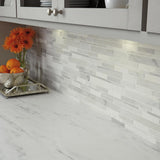 Daltile Stone Decor Glacier 12 in. x 14 in. x 10 mm Marble Linear Mosaic Floor and Wall Tile (1 sq. ft./Each)
