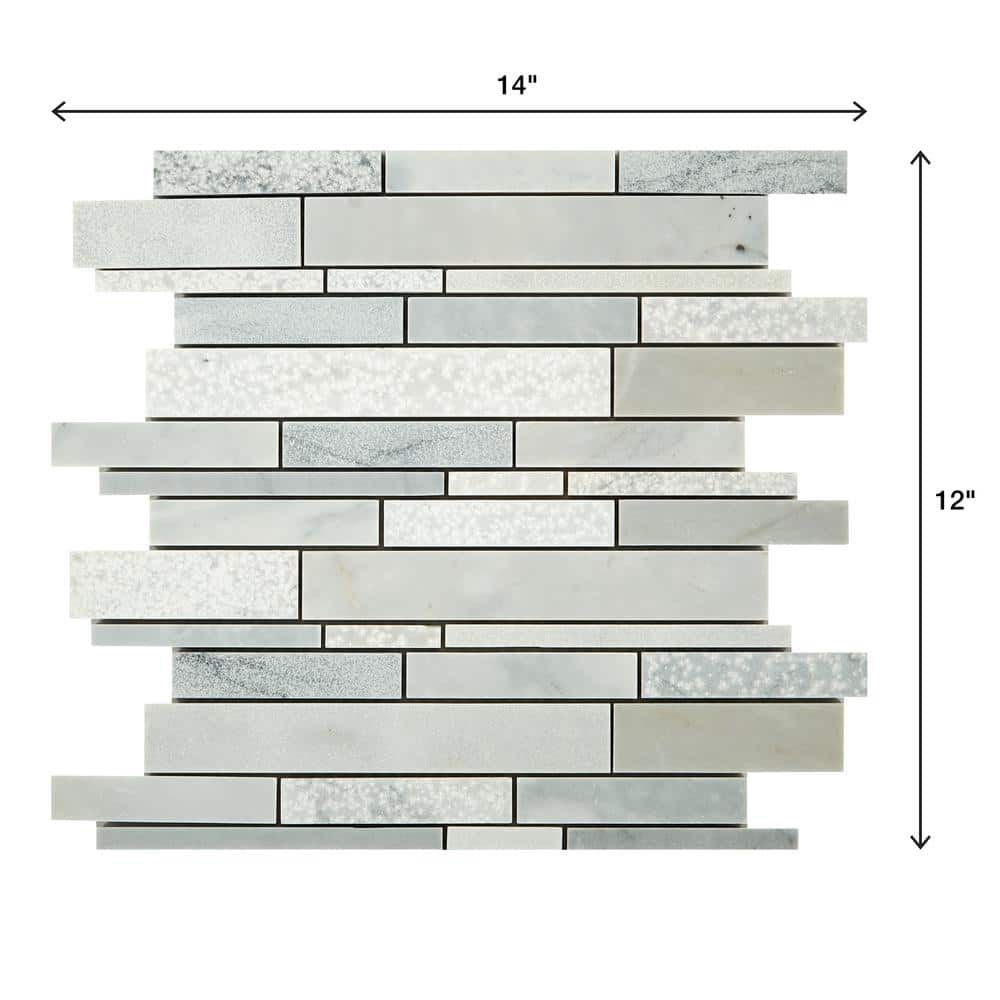 Daltile Stone Decor Glacier 12 in. x 14 in. x 10 mm Marble Linear Mosaic Floor and Wall Tile (1 sq. ft. per piece)