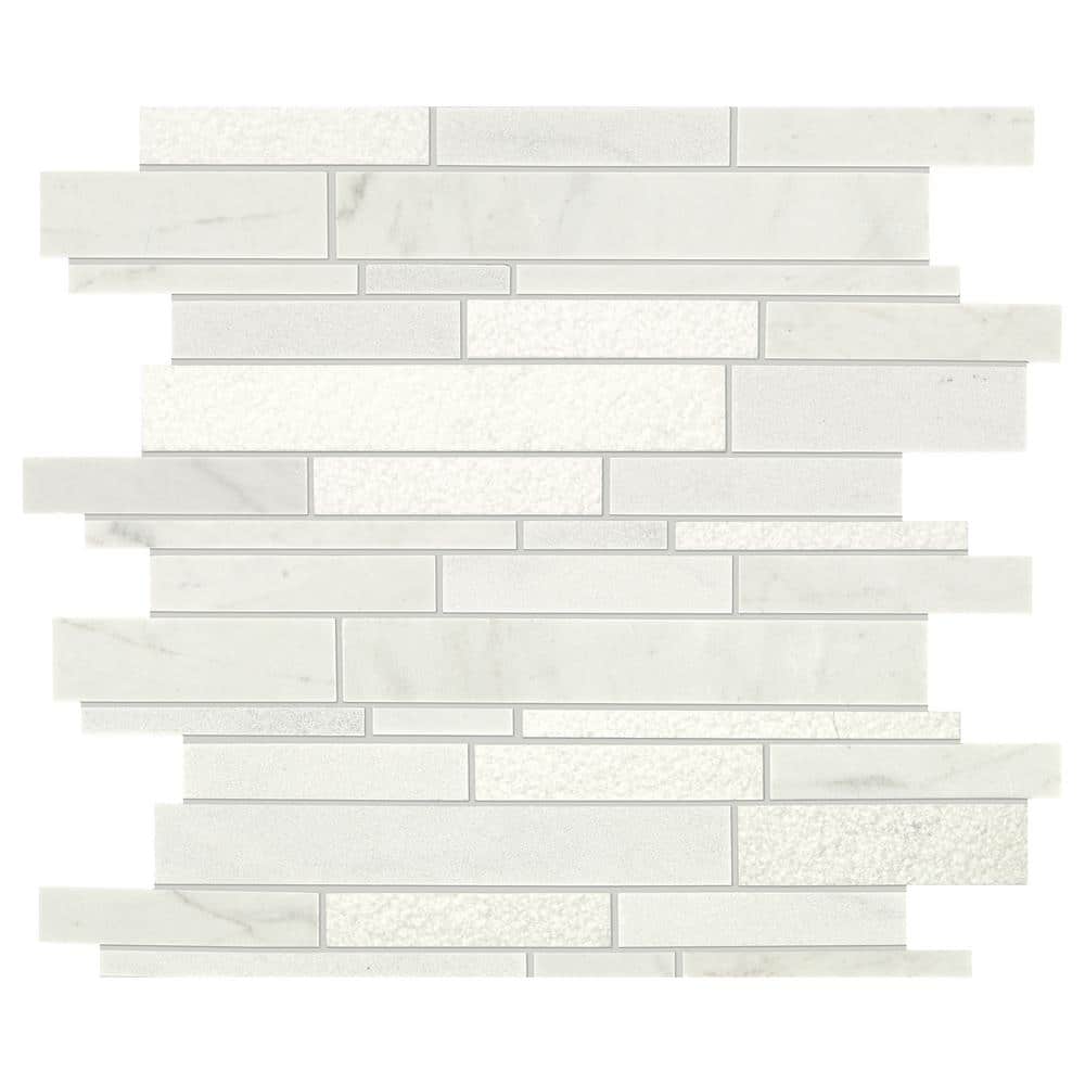 Daltile Stone Decor Glacier 12 in. x 14 in. x 10 mm Marble Linear Mosaic Floor and Wall Tile (1 sq. ft. per piece)