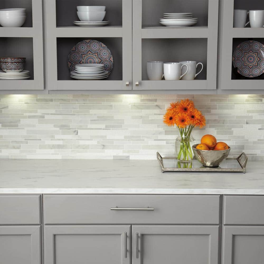 Daltile Stone Decor Glacier 12 in. x 14 in. x 10 mm Marble Linear Mosaic Floor and Wall Tile (1 sq. ft./Each)
