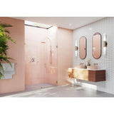 Glass Warehouse Illume 56.25 in. W x 78 in. H Wall Hinged Frameless Shower Door in Brushed Bronze with Clear Glass