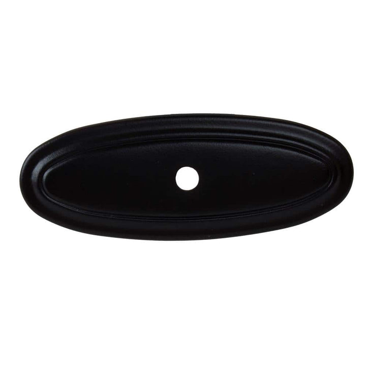 GlideRite 3 in. Matte Black Classic Thin Oblong Cabinet Knob Backplate (10-Pack)