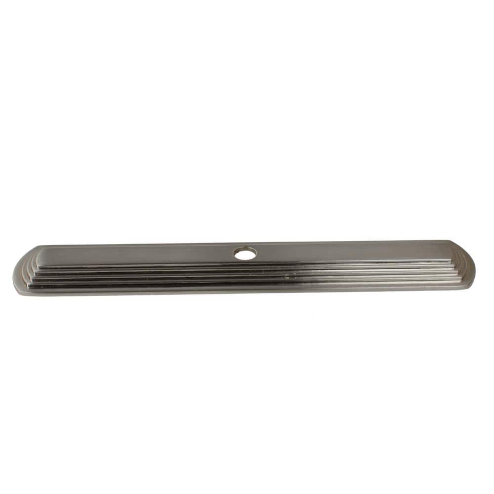 GlideRite 6 in. Satin Nickel Narrow Rounded Rectangle Cabinet Knob Backplates (10-Pack)