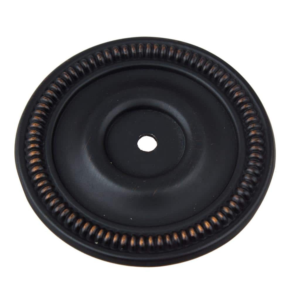 GlideRite 2-1/2 in. Oil Rubbed Bronze Round Classic Cabinet Knob Backplate, 10-Pack
