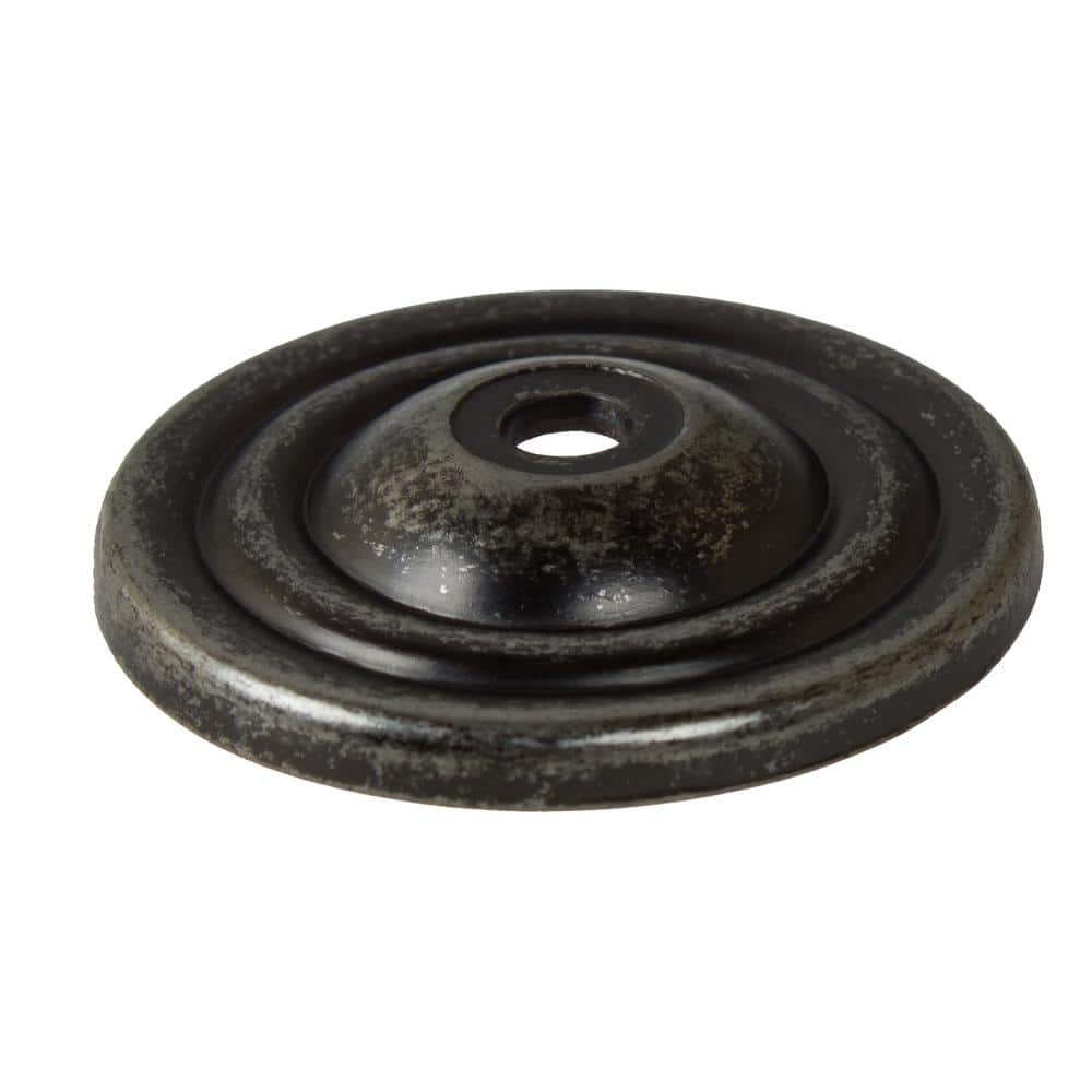 GlideRite 1-1/2 in. Weathered Nickel Round Thin Classic Cabinet Knob Backplate (10-Pack)