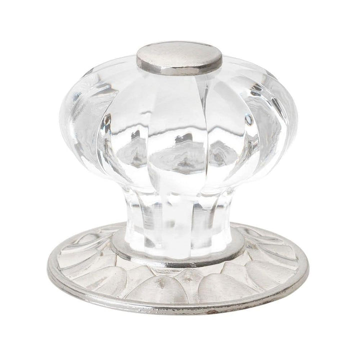 GlideRite 1-1/4 in. Satin Nickel Clear Acrylic Melon Cabinet Drawer Knobs with Backplate (10-Pack)