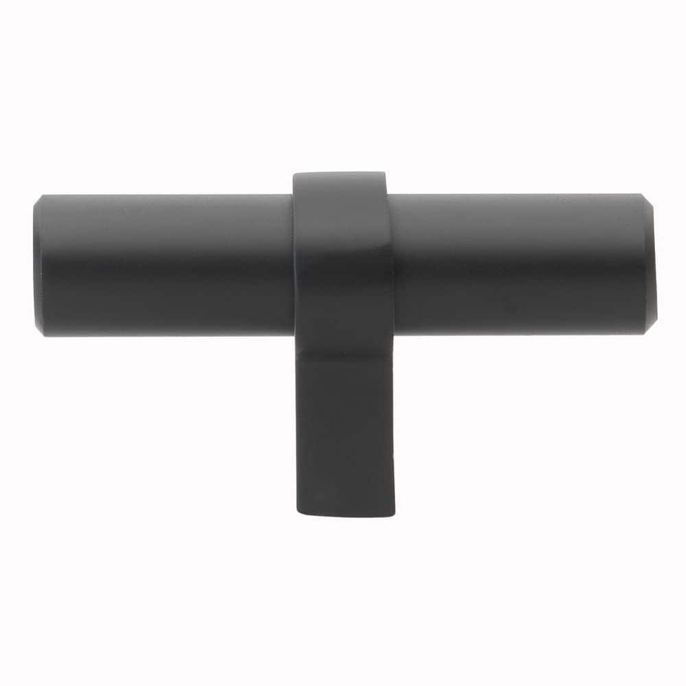 2-1/4 in. Matte Black Euro Style Solid T-Bar Cabinet Drawer Knobs (10-Pack) by GlideRite