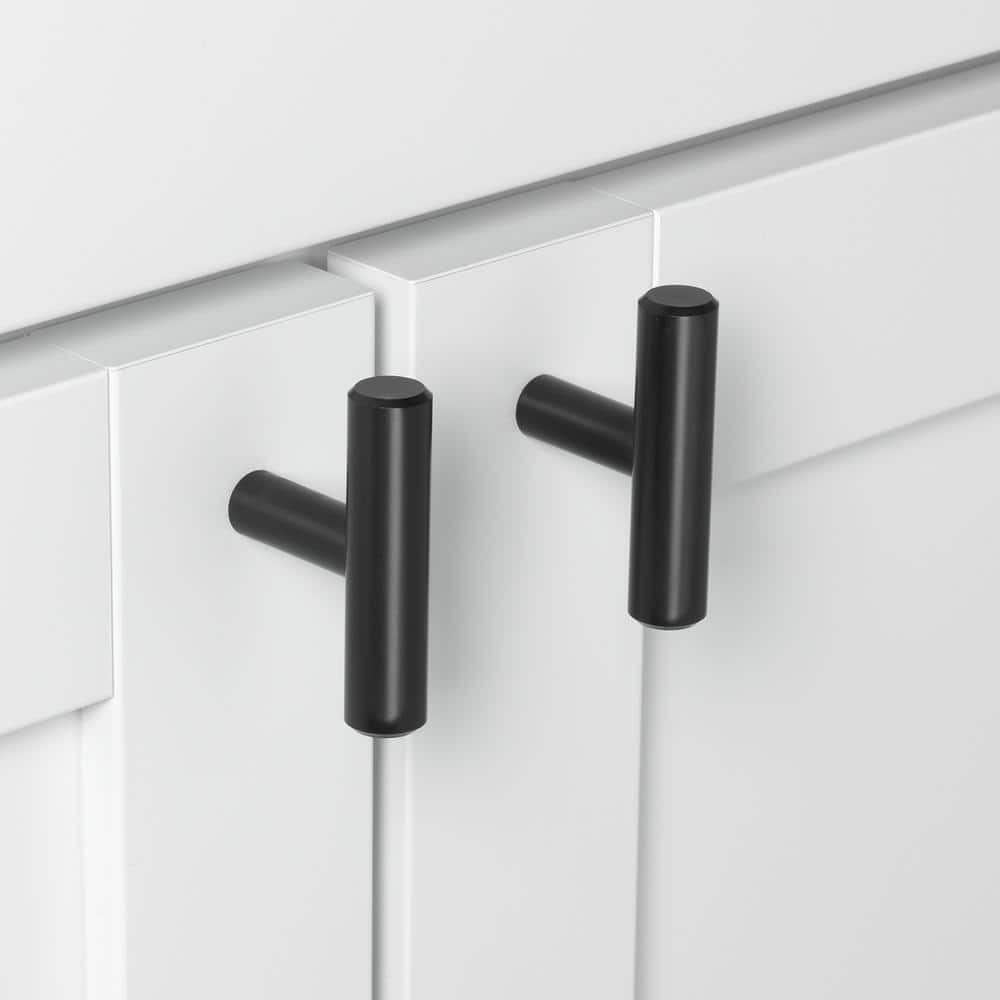 GlideRite 2 in. Matte Black Solid T-Bar Cabinet Handle Drawer Knobs (10-Pack)