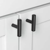 GlideRite 2 in. Matte Black Solid T-Bar Cabinet Handle Drawer Knobs (10-Pack)