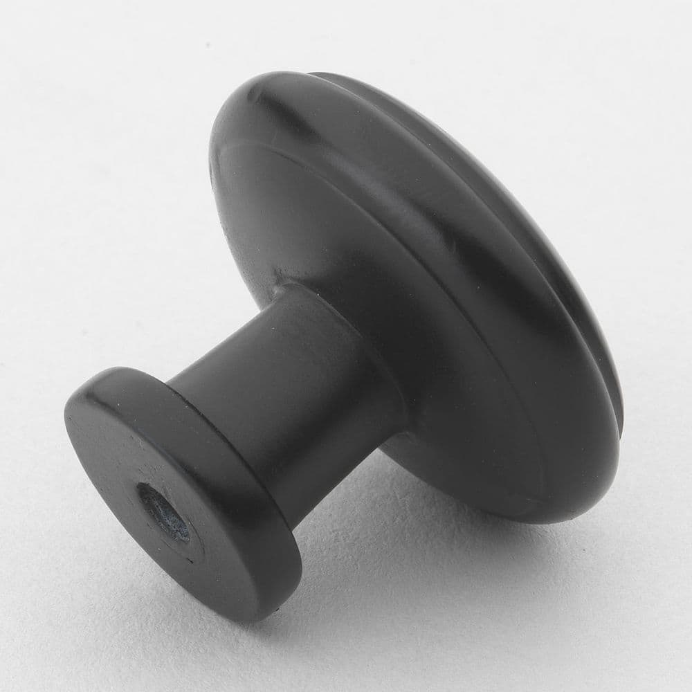GlideRite 1-1/8 in. Dia Matte Black Round Ring Cabinet Knob (10-Pack)