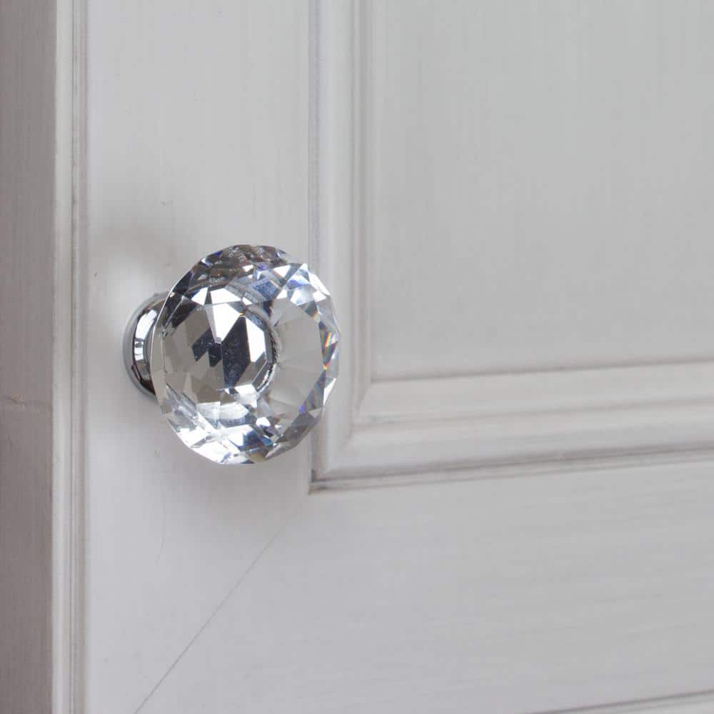 GlideRite 1-1/8 in. Dia Clear K9 Crystal Diamond Shape Cabinet Knob (10-Pack)