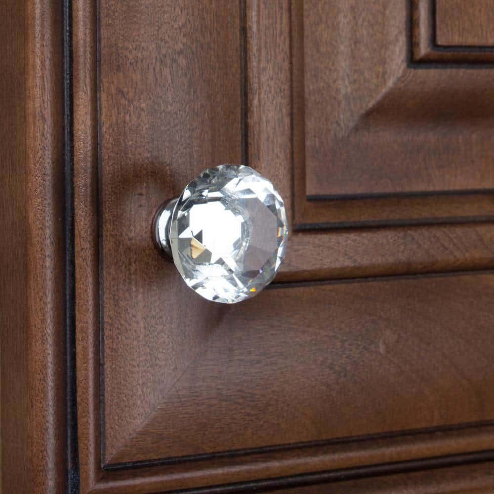 GlideRite 1-1/8 in. Dia Clear K9 Crystal Diamond Shape Cabinet Knob (10-Pack)