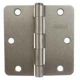 3-1/2 in. Satin Nickel Steel Door Hinges, 1/4 in. Corner Radius with Screws (24-Pack) by GlideRite