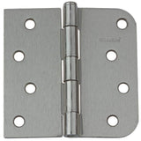 GlideRite 4 in. Satin Nickel Steel Door Hinge, Square and 5/8 in. Corner Radius, with Screws (12-Pack)