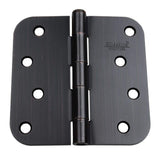 GlideRite 4 in. Oil Rubbed Bronze Steel Door Hinge, 5/8 in. Corner Radius with Screws (12-Pack)