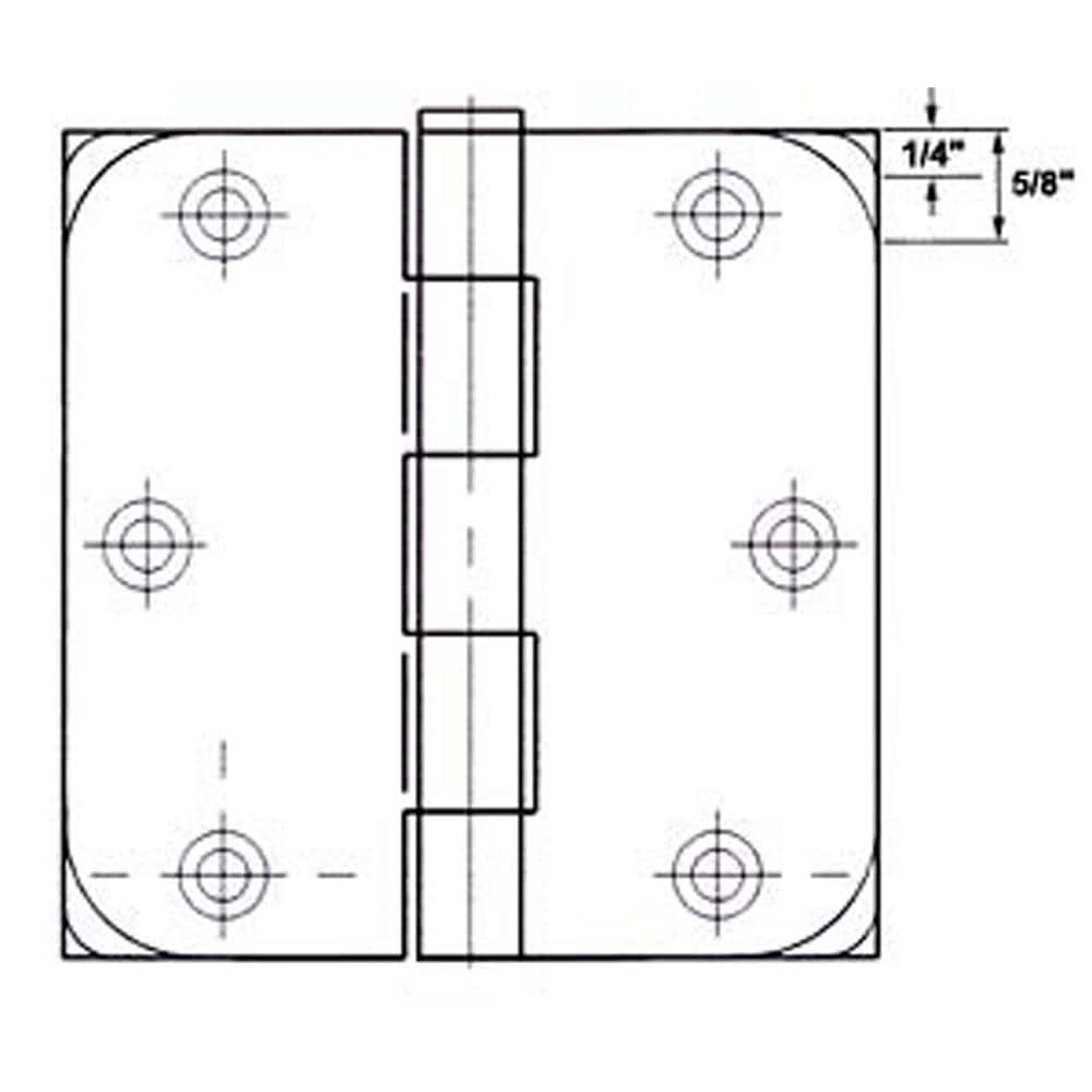 GlideRite 4 in. Polished Chrome Steel Door Hinge, 5/8 in. Corner Radius with Screws (12-Pack)