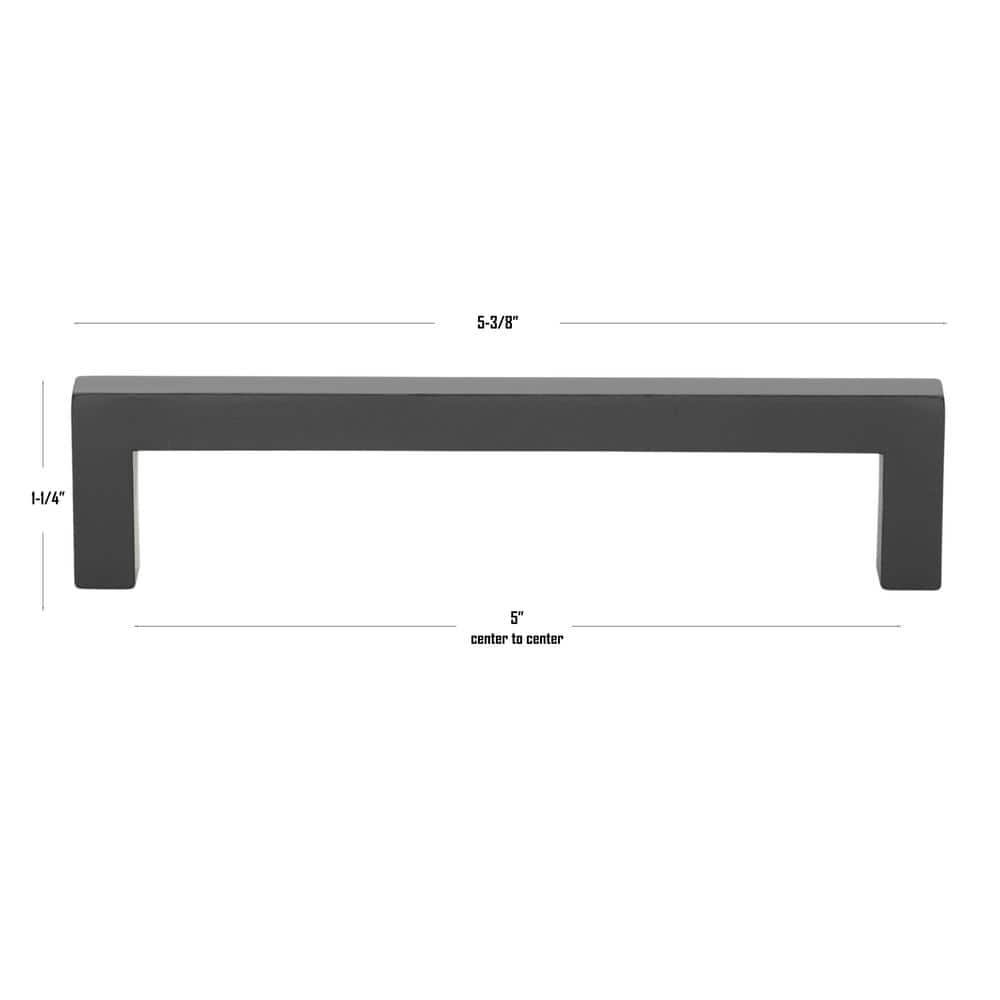 GlideRite 5 in. Matte Black Solid Square Slim Cabinet Drawer Bar Pulls (10-Pack)