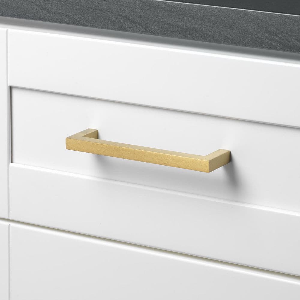 GlideRite 5 in. Satin Gold Solid Slim Square Cabinet Bar Drawer Pulls (10-Pack)