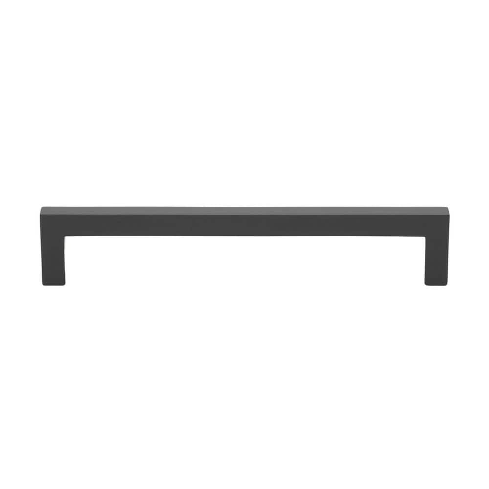 GlideRite 6-1/4 in. Matte Black Solid Square Slim Cabinet Drawer Bar Pulls (10-Pack)