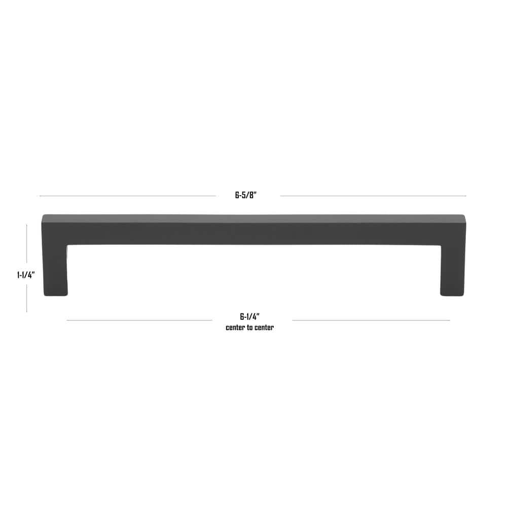 GlideRite 6-1/4 in. Matte Black Solid Square Slim Cabinet Drawer Bar Pulls (10-Pack)