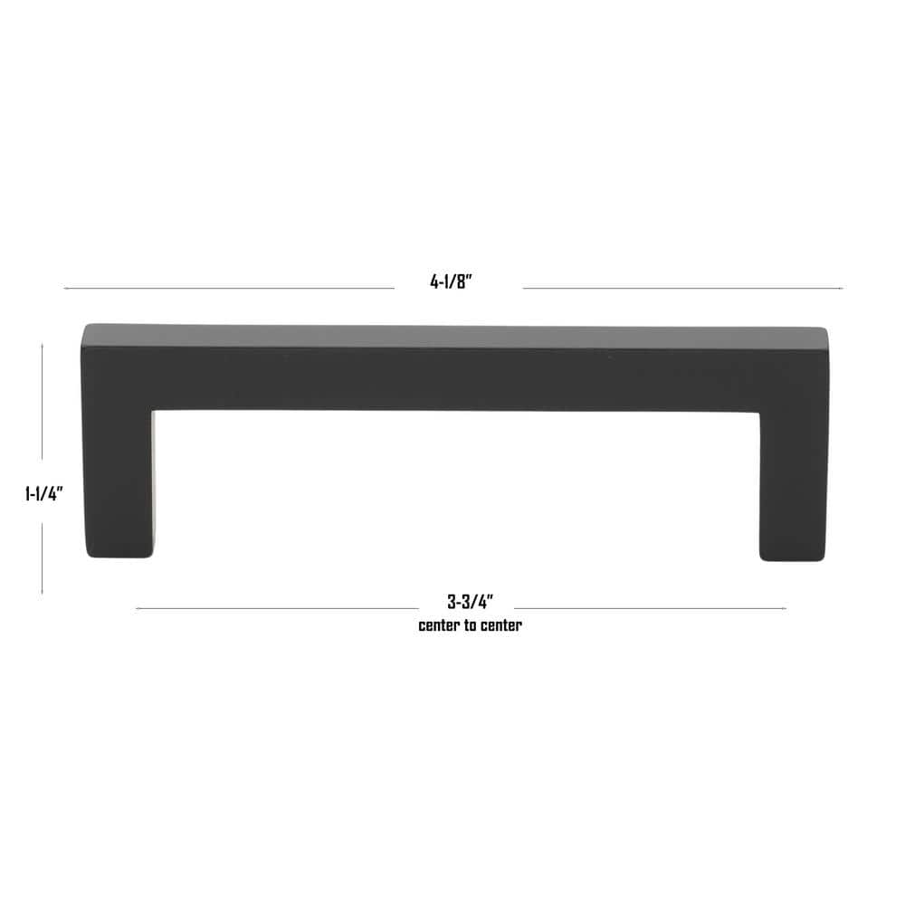3-3/4 in. Matte Black Solid Square Slim Cabinet Drawer Bar Pulls (10-Pack)
