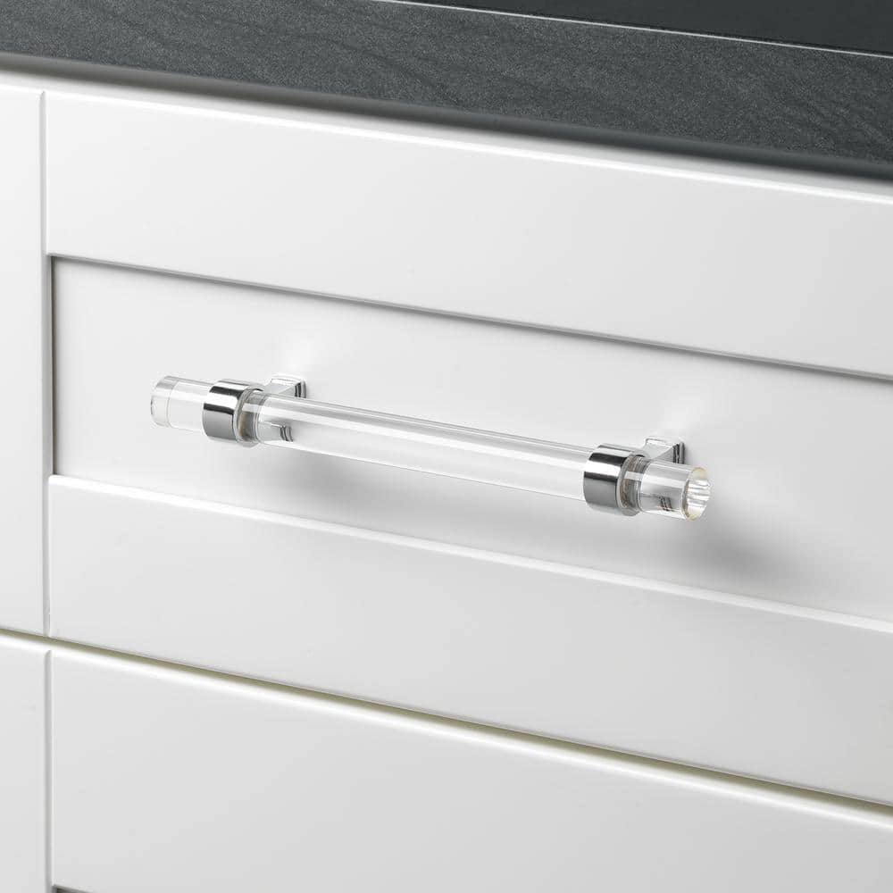 GlideRite 5 in. Center-to-Center Clear Acrylic Cabinet Drawer Pull with Polished Chrome Bases (10-Pack)