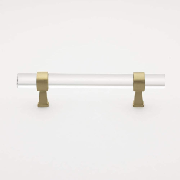 GlideRite 3-3/4 in. Center-to-Center Clear Acrylic Cabinet Drawer Pull with Satin Gold Bases (10-Pack)