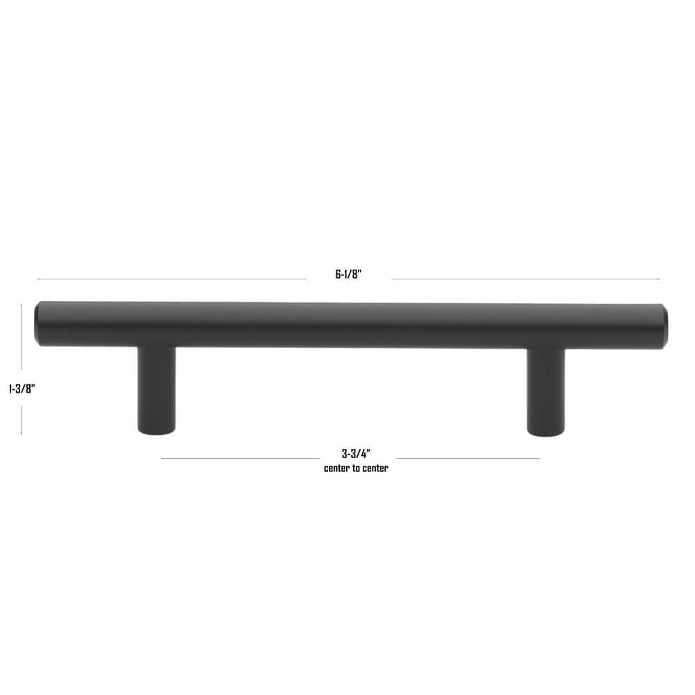 GlideRite 3-3/4 in. Matte Black Solid Steel Cabinet Bar Pulls, 6-1/8 in. Length (10-Pack)