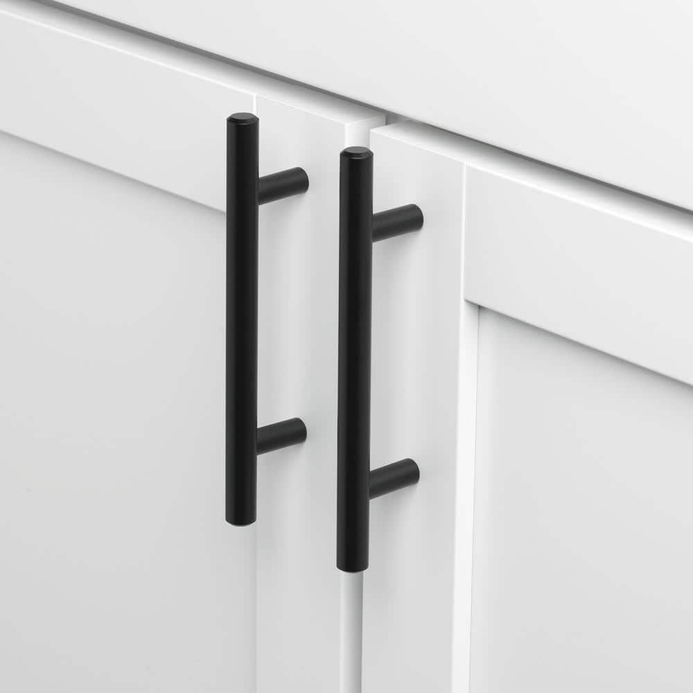 GlideRite 3-3/4 in. Matte Black Solid Steel Cabinet Bar Pulls, 6-1/8 in. Length (10-Pack)