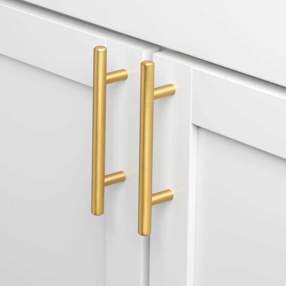 GlideRite 5 in. Center-to-Center Satin Gold Solid Steel Bar Cabinet Drawer Pulls, 10-Pack