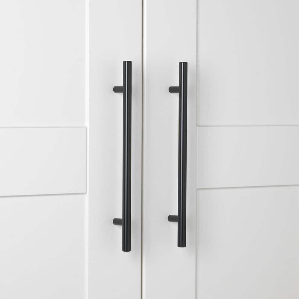 GlideRite 6-1/4 in. Matte Black Solid Steel Drawer Bar Pulls, 10-Pack