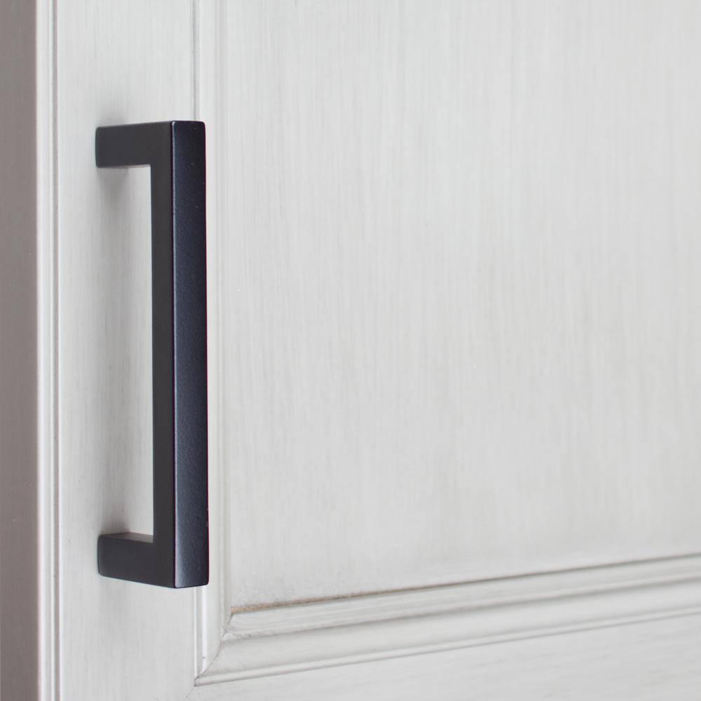 3-3/4 in. Matte Black Solid Square Cabinet Bar Drawer Pulls (10-Pack)