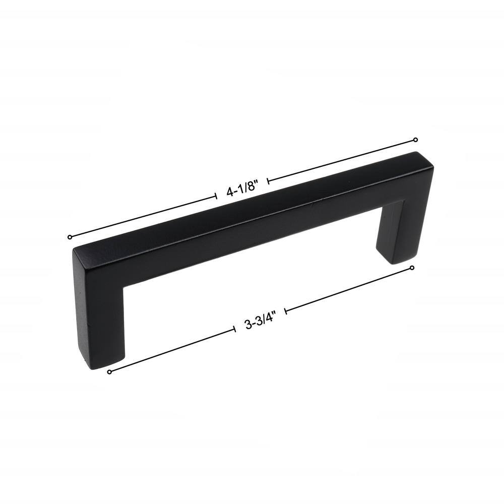 3-3/4 in. Matte Black Solid Square Cabinet Bar Drawer Pulls (10-Pack)