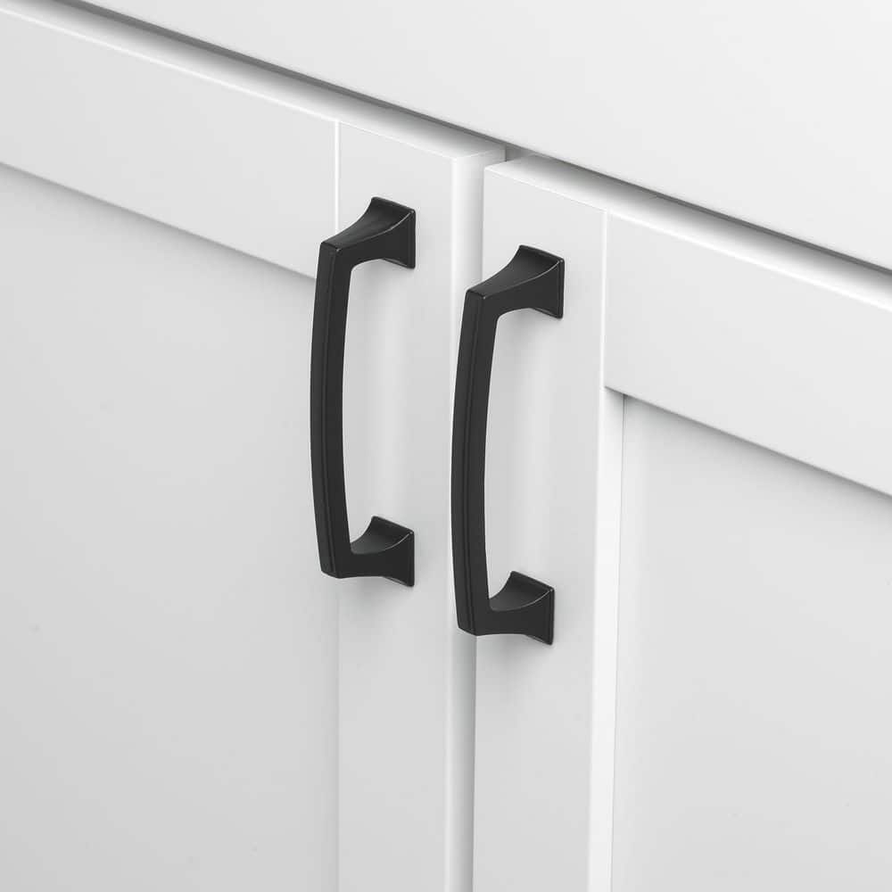 GlideRite 3-3/4 in. Matte Black Deco Base Cabinet Drawer Pulls (10-Pack)