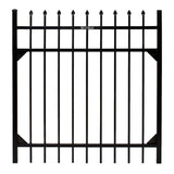 FORTRESS Athens 4 ft. W x 4 ft. H Gloss Black Aluminum Pressed Spear Design Fence Gate