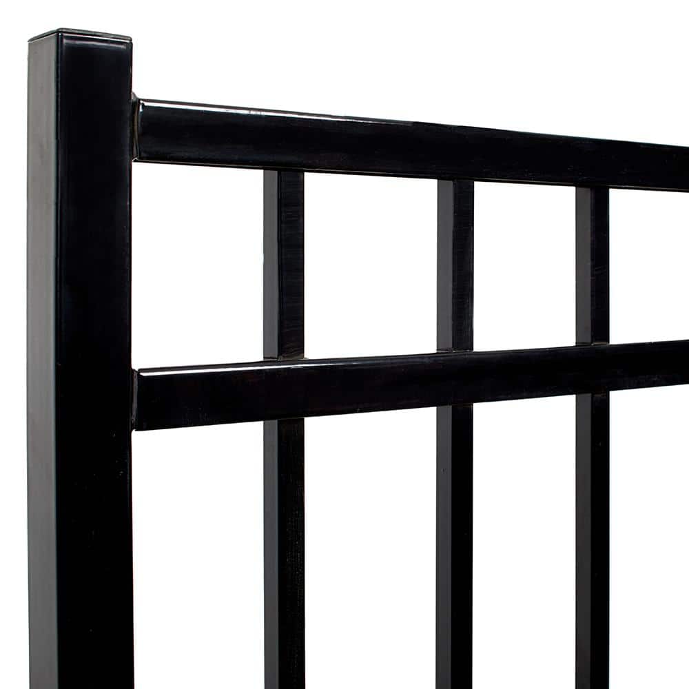 FORTRESS Athens Flat Top and Bottom Design 5 ft. W x 4 ft. H Gloss Black Aluminum Fence Gate