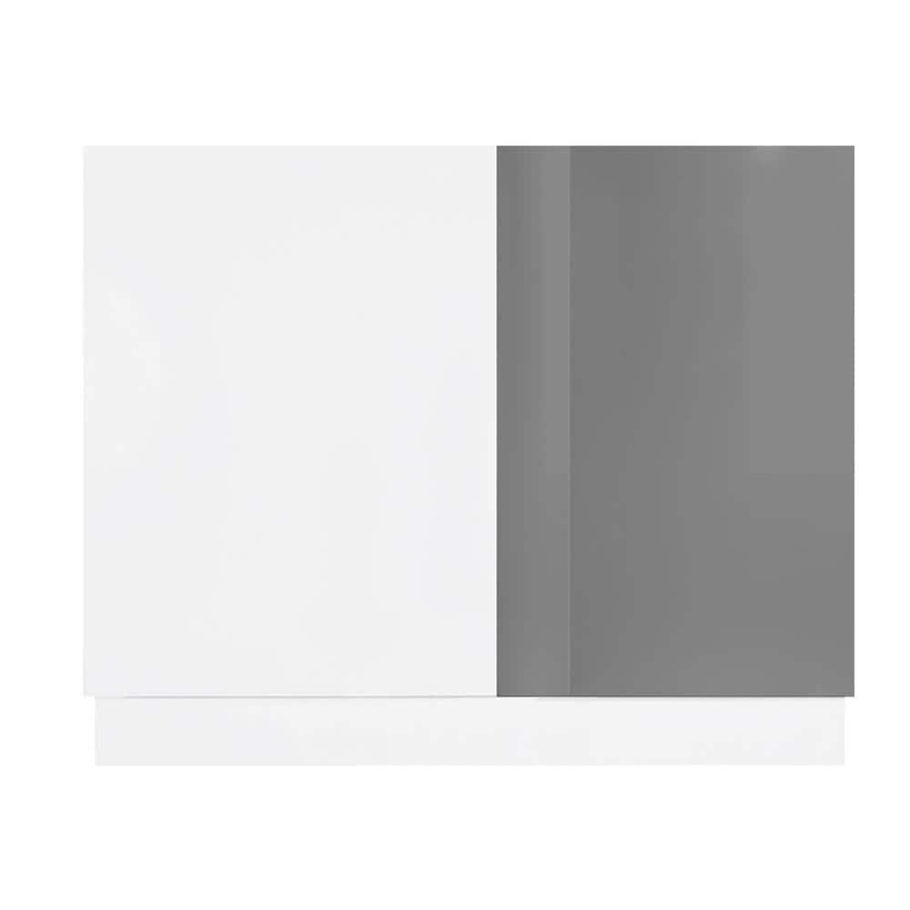 LIFEART CABINETRY Valencia Assembled 39 in. W x 24 in. D x 34.5 in. H Gloss Gray Plywood Assembled Blind Corner Base Kitchen Cabinet