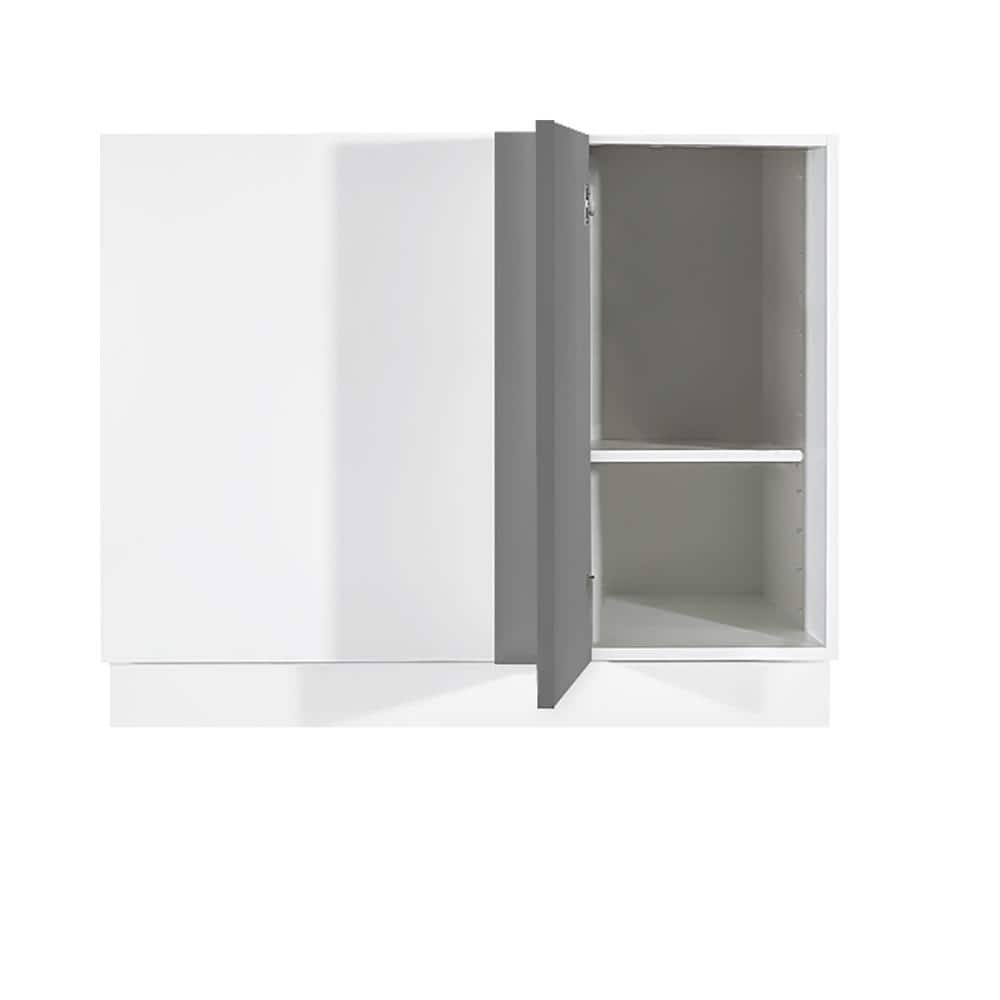 LIFEART CABINETRY Valencia Assembled 39 in. W x 24 in. D x 34.5 in. H Gloss Gray Plywood Assembled Blind Corner Base Kitchen Cabinet